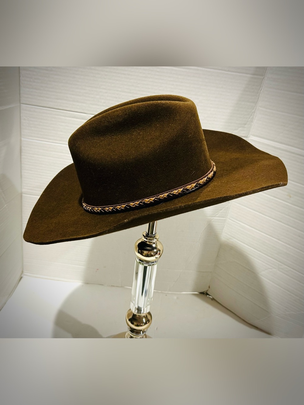 Justin XX 100% Wool Brown Cowboy Hat Milano‎ Hat Co Rodeo Rockabilly Cow Punk